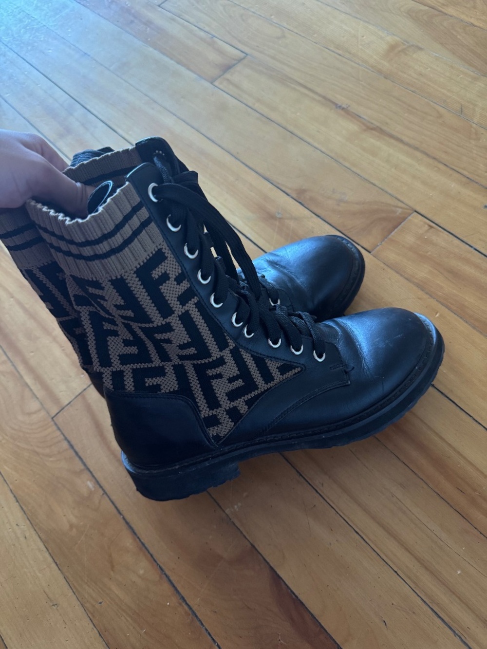 Fendi FF Rockoko Biker Boot 'Black Tabacco